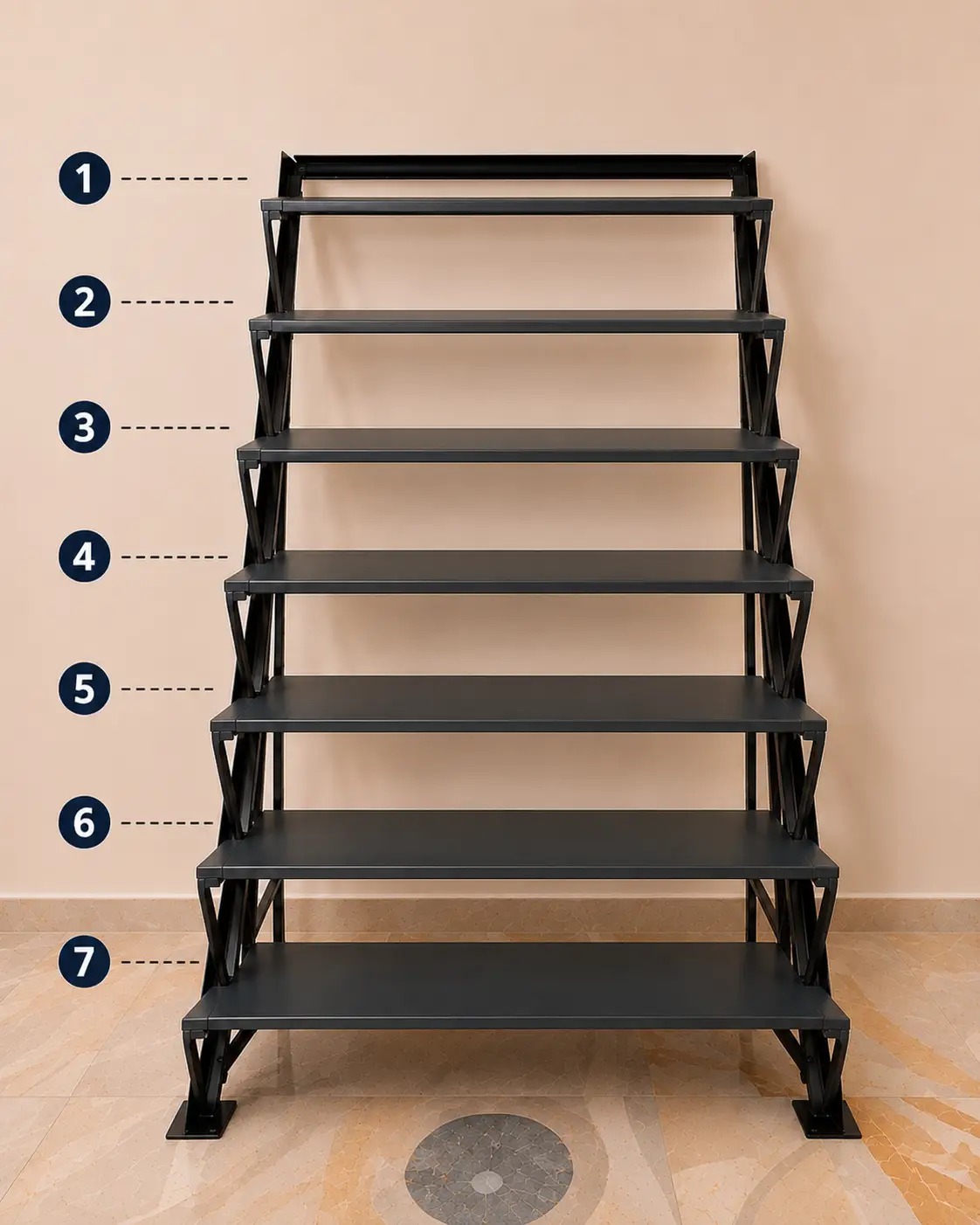 Butterfly  Steel Steps<br>  7 Steps <br> Length - 3 Feet, <br>Width - 9 Inch